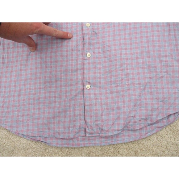 Peter Millar Shirt Adult Extra Large XL Pink Blue Check Cotton Button Up Mens * - Picture 4 of 11